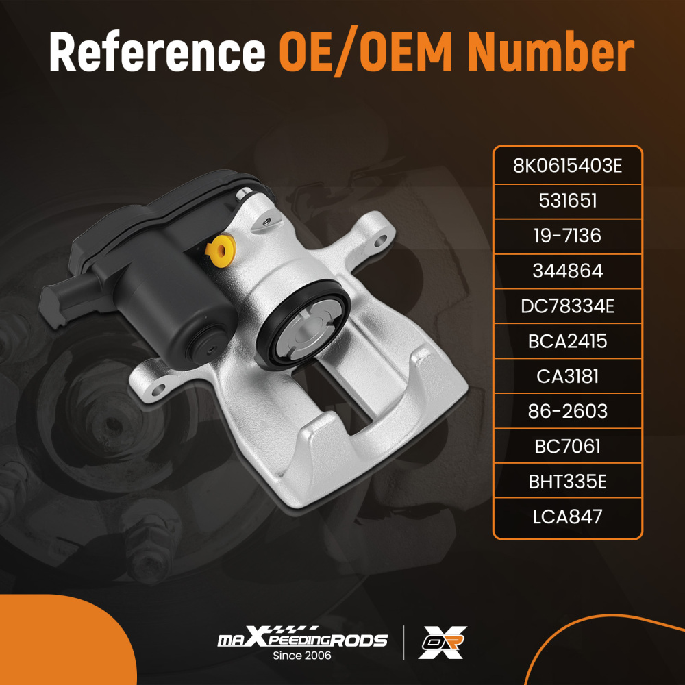 Brake Caliper Rear Left compatible for Audi A4 A5 Q5 8K2 B8 8T3 8R 2007-16 8K0615403E 43mm