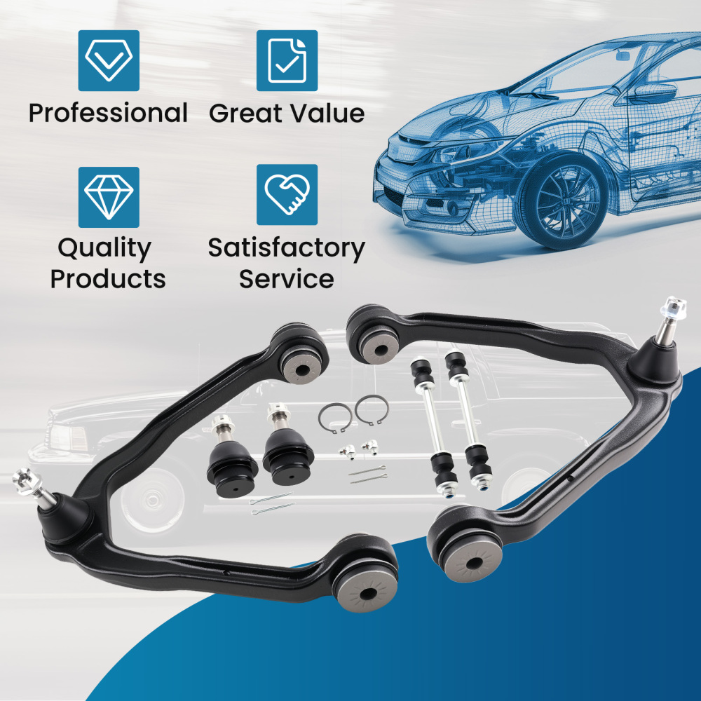 Front Upper Control Arms w/Ball Joint Sway Bars Kit for 1999-2006 compatible for Silverado 1500