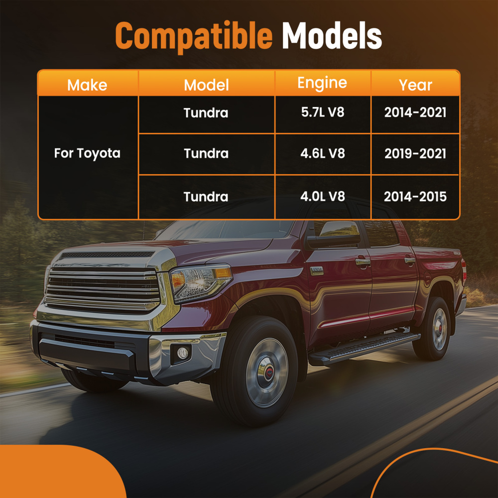 Aluminum Bed Step Kit compatible for Toyota Tundra 2014-2021 V6 V8 PT39234140 Black