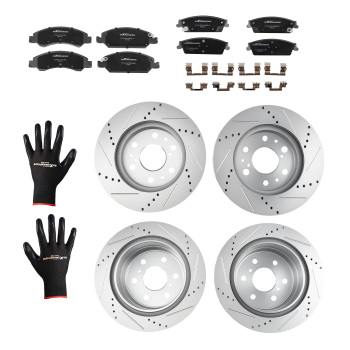 Front Rear Brake Rotors+Calipers w/Pads compatible for Cadillac Escalade (ESV) 2015-2020