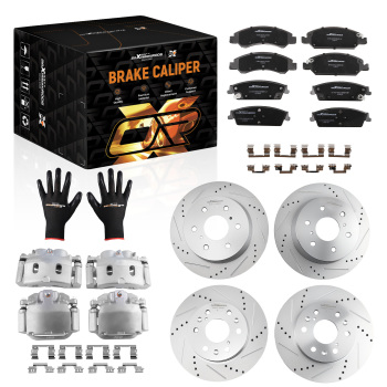 Front Rear Brake Rotors+Calipers w/Pads compatible for Cadillac Escalade (ESV) 2015-2020