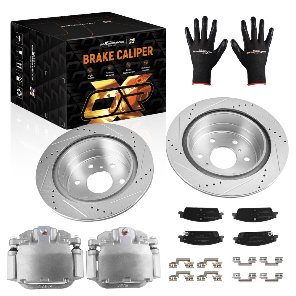 Rear Brake Rotors+Calipers w/Pads compatible for Cadillac Escalade/Escalade ESV 2015-2020