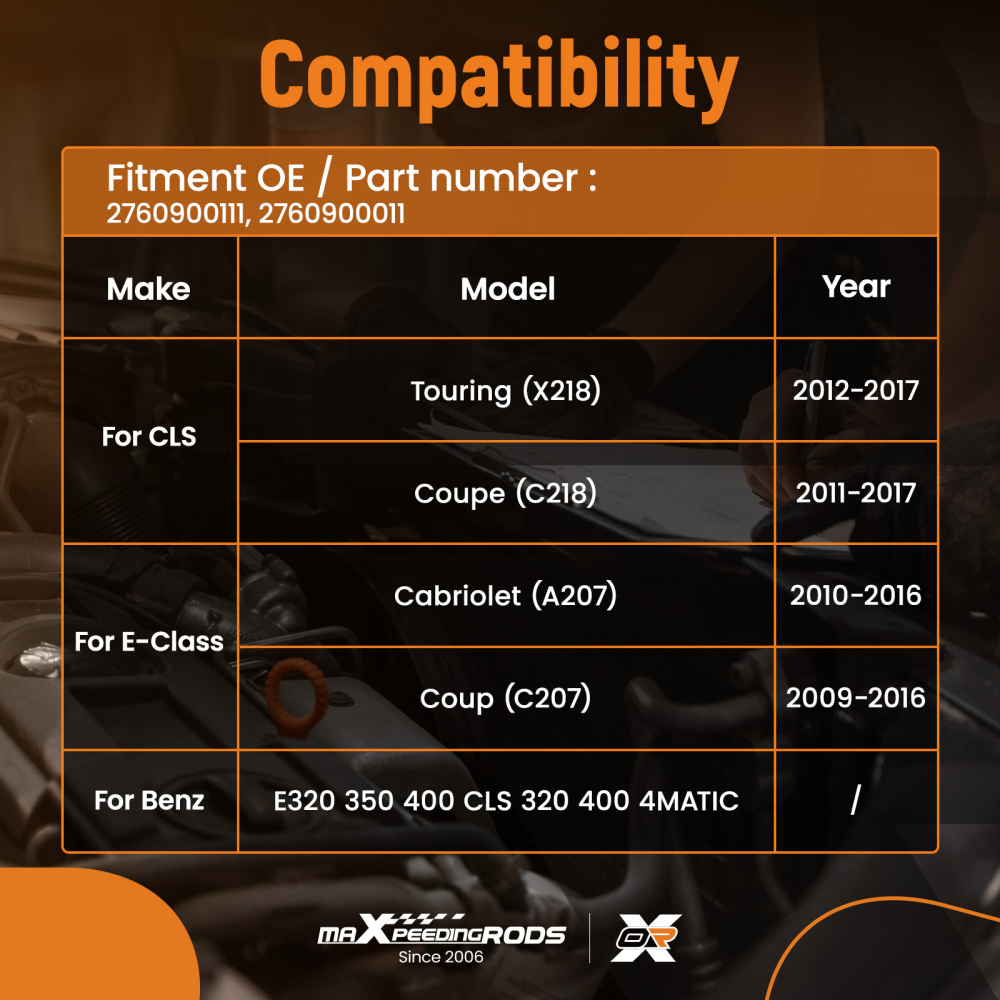 Air Intake Duct Assembly compatible for Mercedes CLS E-Class 2009-2017 2760900111 LR Black