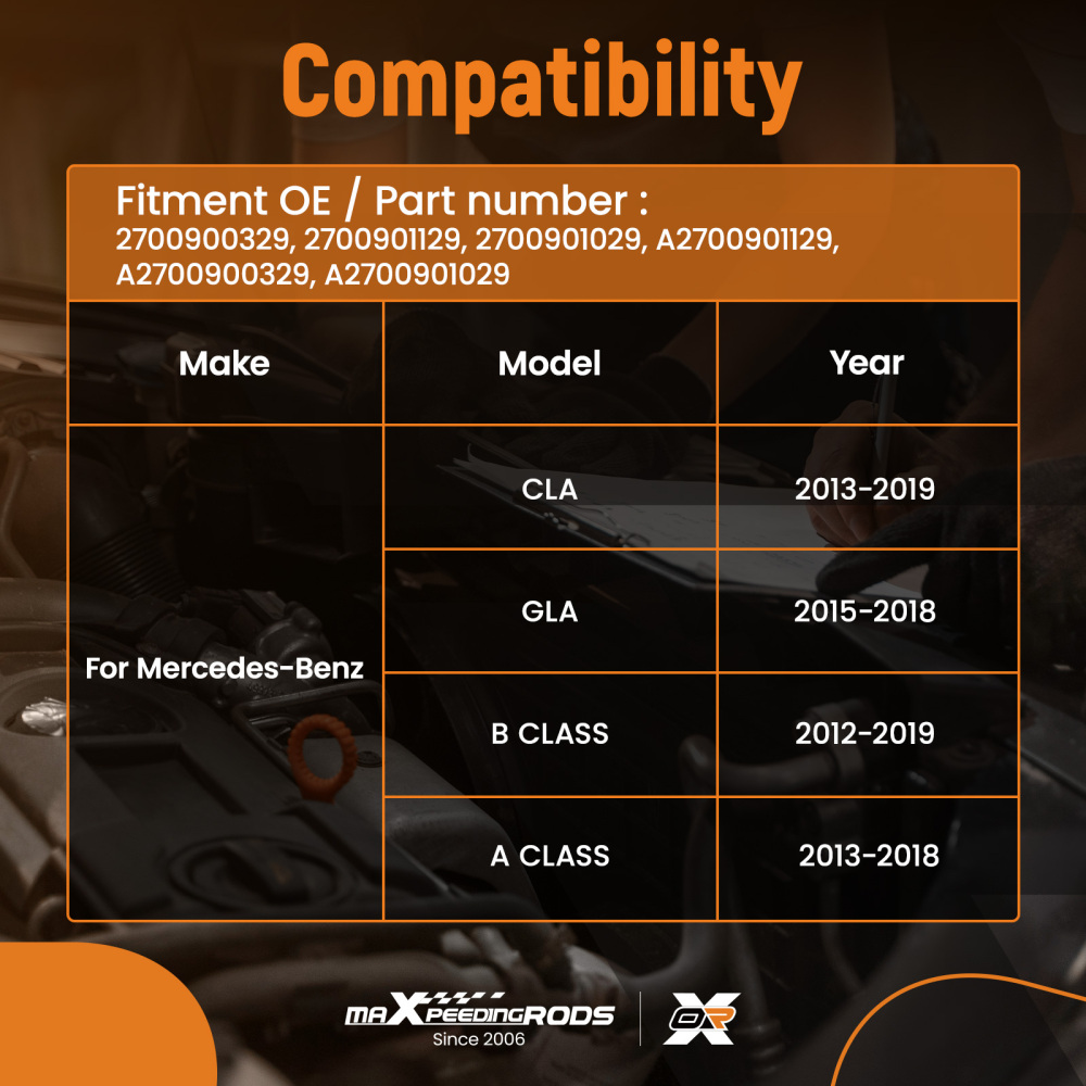 Air Assembly Kit compatible for Mercedes-Benz CLA GLA 2013-2019 A2700900329 Black