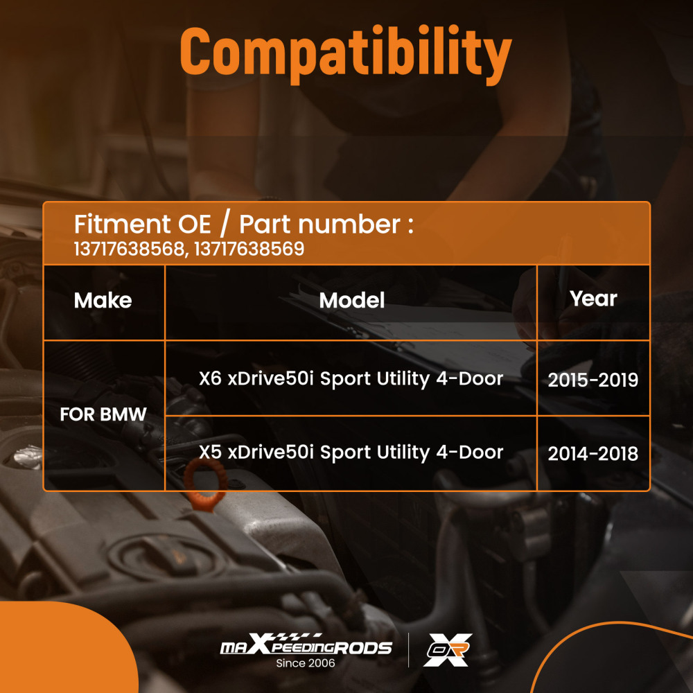 Air Intake Hose Duct Left Right compatible for BMW X5 X6 xDrive50i 2014-2019 13717638568