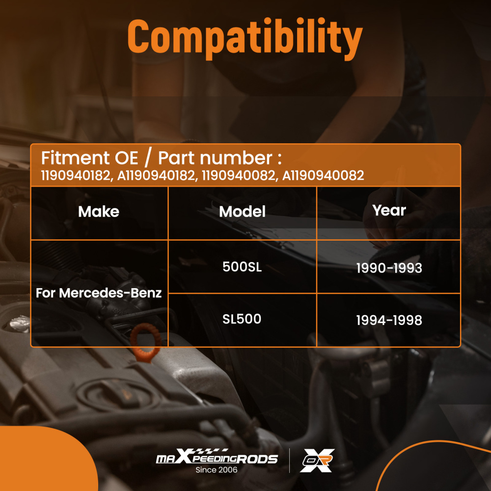 2PCS Air Intake Hose Kit compatible for Mercedes-Benz 500SL/SL500 1990-98 1190940182 LR