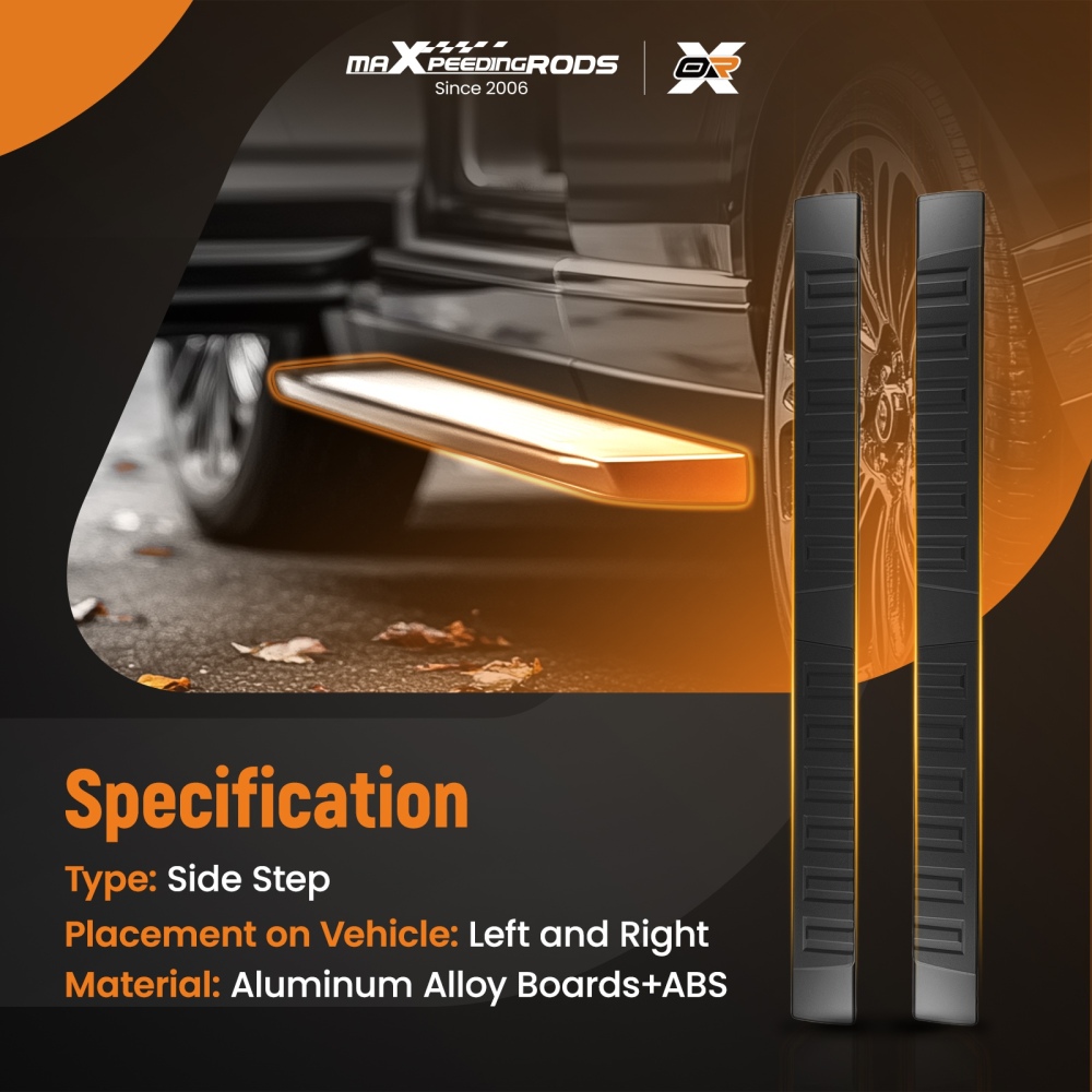 6 Aluminum Side Step Boards compatible for Chevy Silverado/GMC Sierra 2007-2019 77