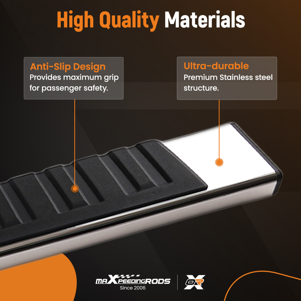 Nerf Bars Side Steps compatible for RAM 1500 Classic 2019-2024 Stainless Steel ABS Black