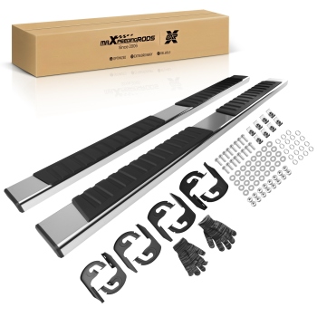 6 Wide Running Boards compatible for Ford F-150 Crew Cab 09-14 Black Silver Nerf Bars