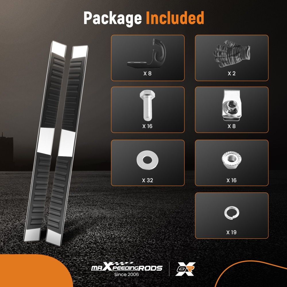 6 Wide Running Boards compatible for Ford F-150 Crew Cab 09-14 Black Silver Nerf Bars