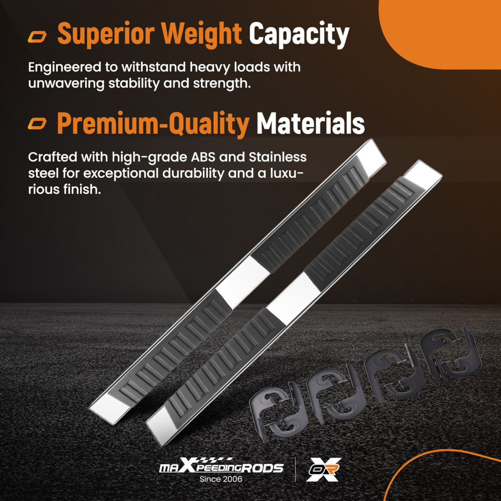 6 Wide Running Boards compatible for Ford F-150 Crew Cab 09-14 Black Silver Nerf Bars