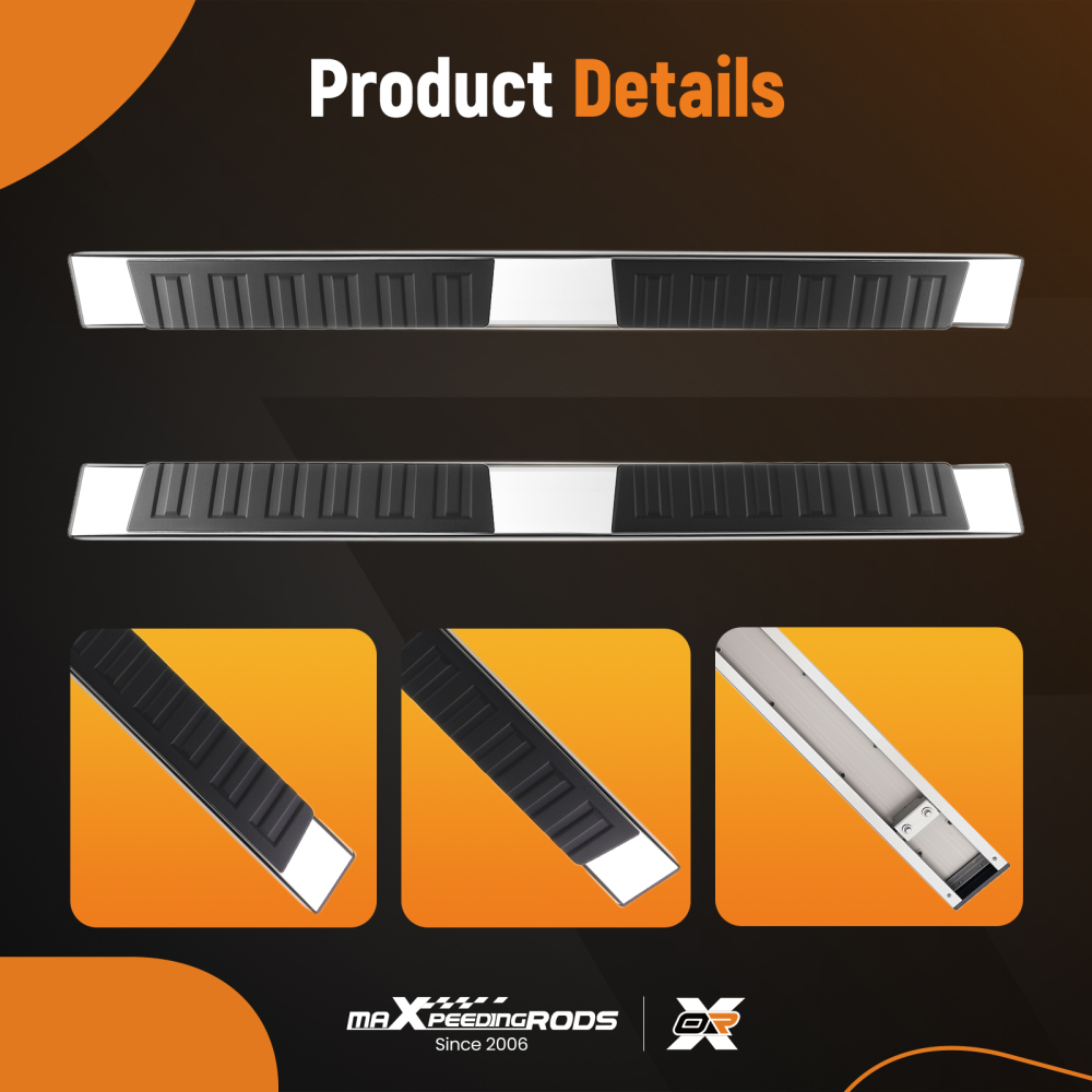 6 Wide Running Boards compatible for Ford F-150 Crew Cab 09-14 Black Silver Nerf Bars