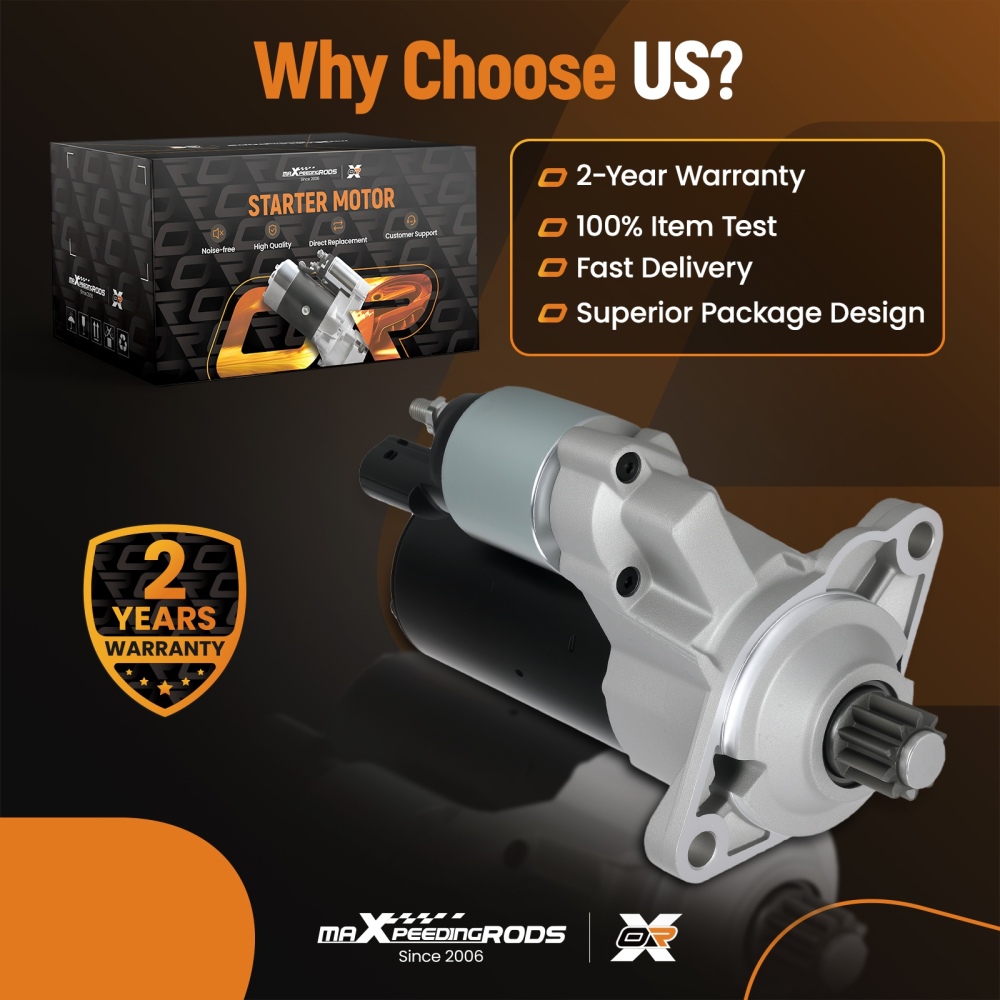 Starterfor compatible for Audi A3 Quattro V6 3.2L 2006-2009 TT Quattro 0001123017 CCW 1.7kW