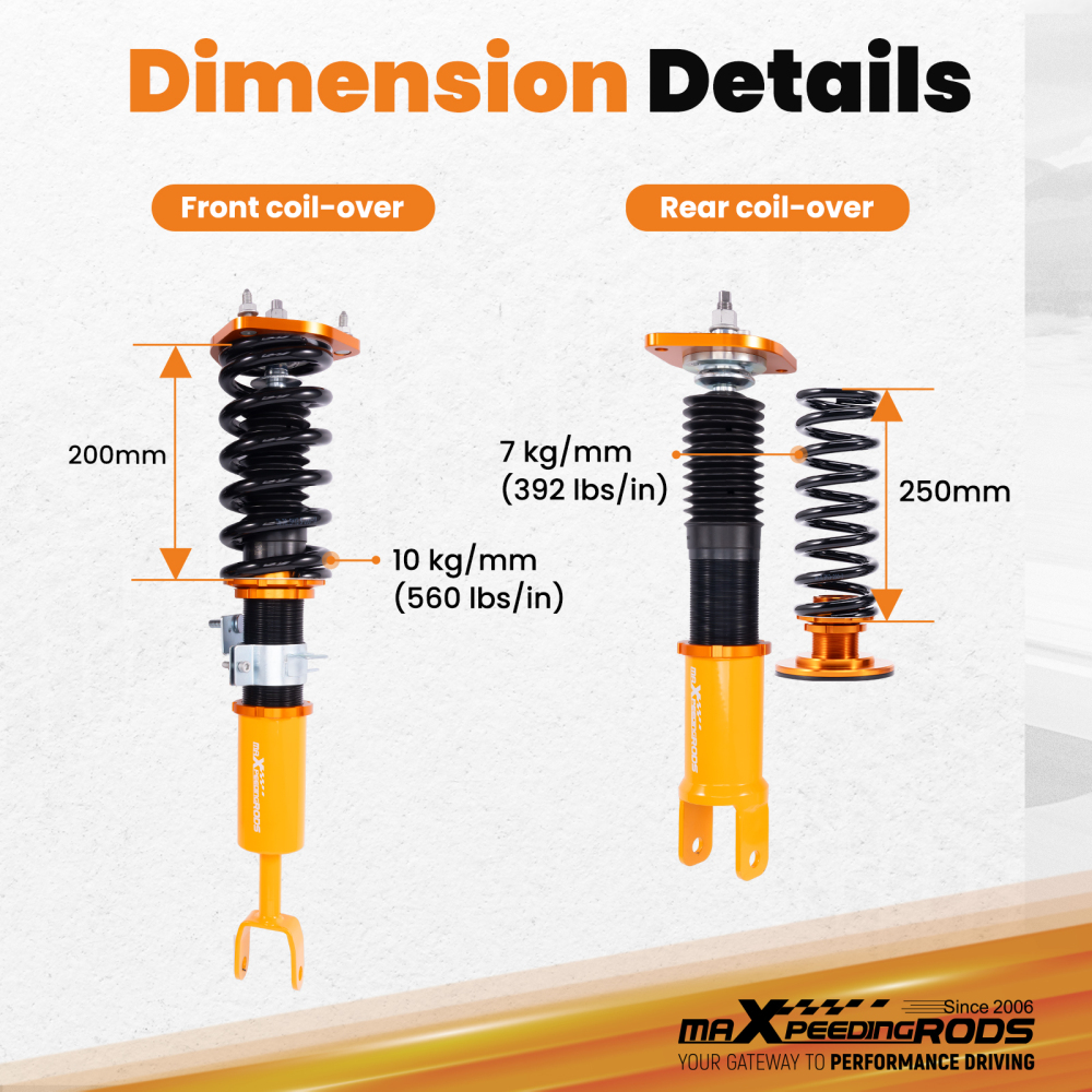 Kit di abbassamento delle sospensioni coilover compatibile per Nissan Fairlady2003-2008 350Z Z33 03-08(Set di 4) Lowering Kit