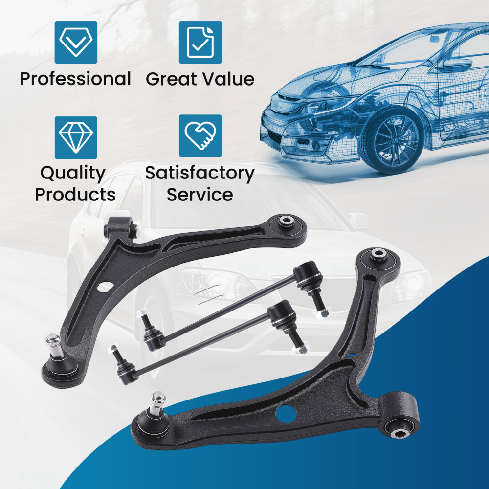Front Lower Control Arms w/Ball Joint Sway Bars for 2006 2007 2008 compatible for Honda Pilot