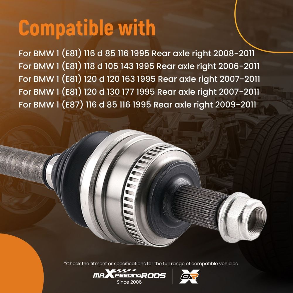 REAR DRIVE SHAFT CV JOINTS OFF/SIDE compatible for BMW 1 SERIES E81-E82-E87-E88- 2004gt;2013