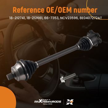 DRIVESHAFT OFF/SIDE compatible for AUDI A4-S4-RS4 1.8-T-1.9-TDI-2.0-2.4-2.5-2.7-3.0-4.2 00-