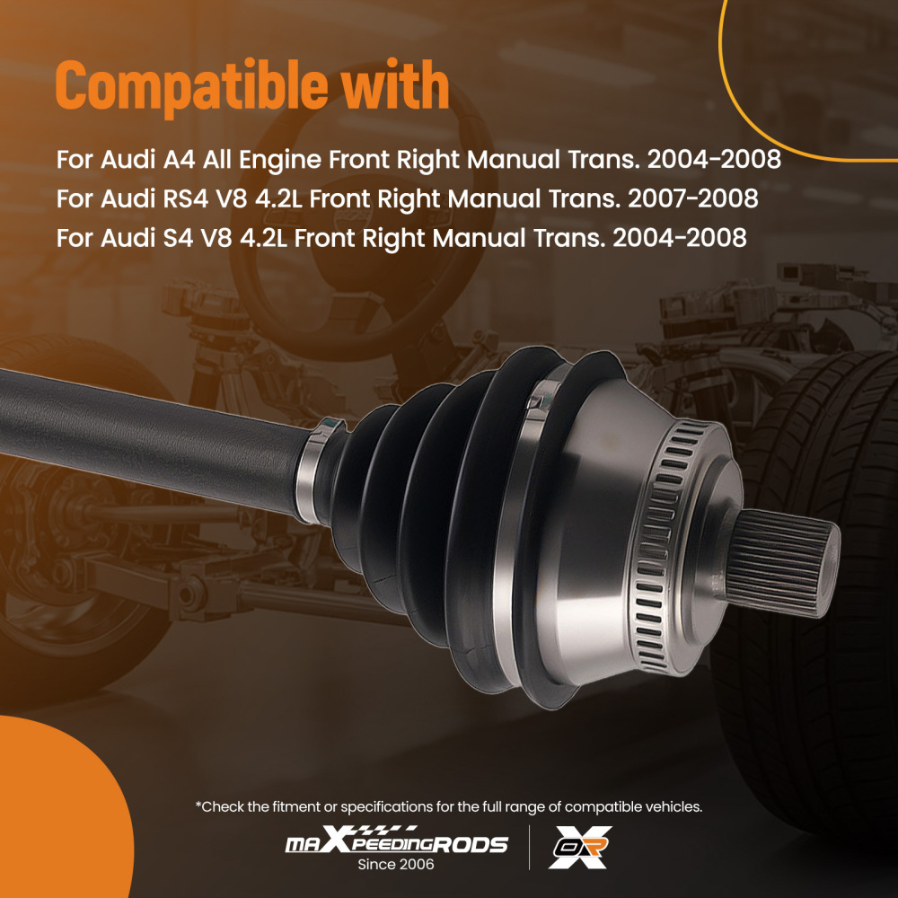 Albero CV Anteriore Destro compatibile per Audi S4 V8 4.2L 2004-2008 8E0407452JX Manuale