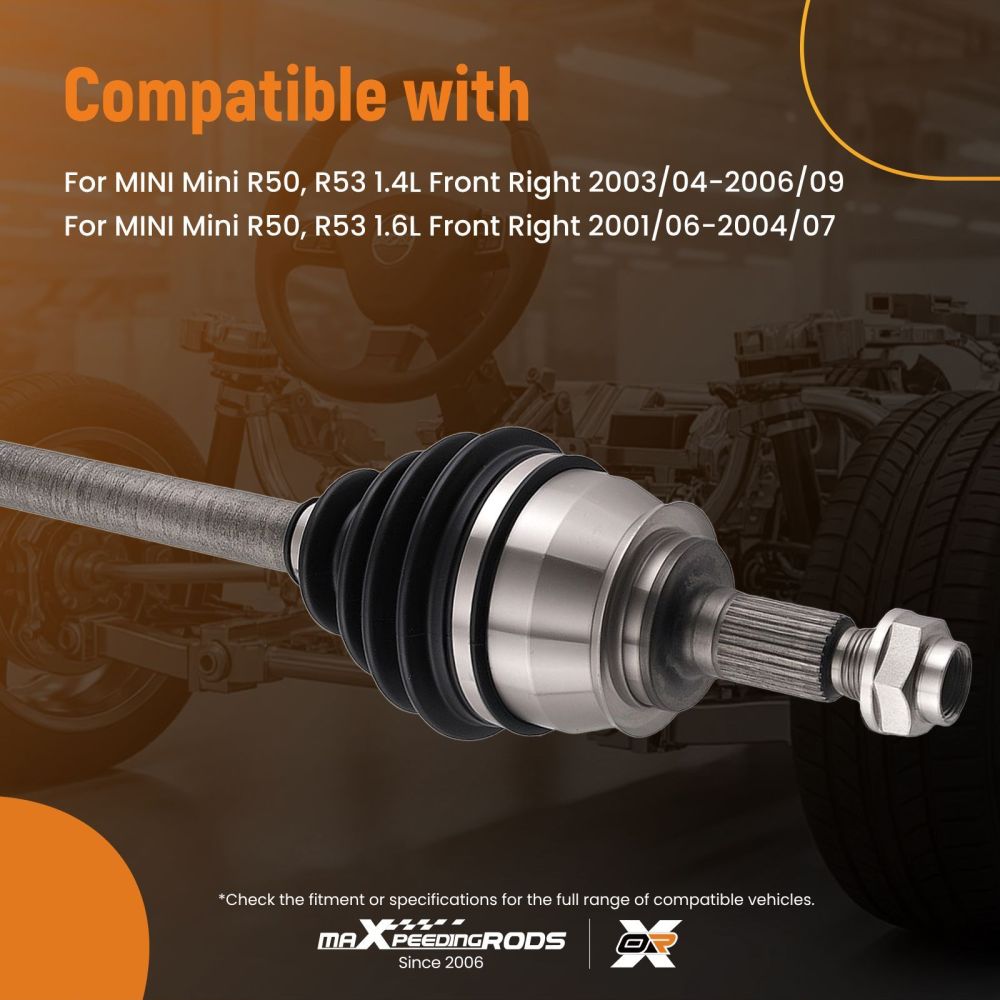 Drive Shaft Front Offside compatible for Mini One Cooper 2001-07/2004 - Manual
