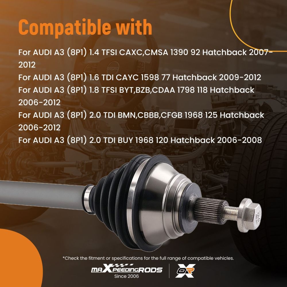 Albero CV Anteriore Destro compatibile per AUDI A3 1.4 TFSI 2007-12 5Q0407272E 795mm