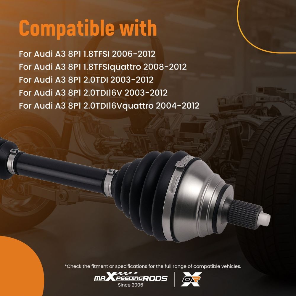 Albero CV Anteriore Sinistro compatibile per Audi A3 8P1 2.0TFSI Quattro 2004-12 5N0407763GX