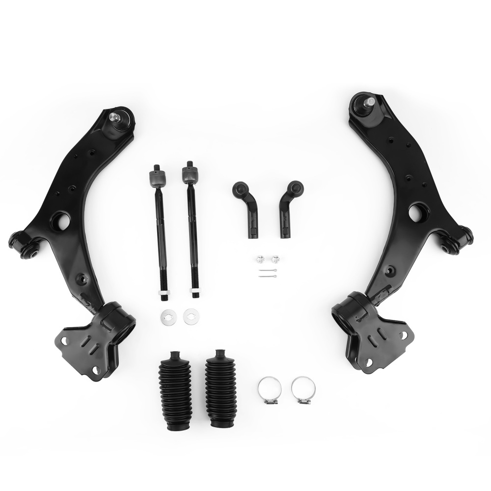 8pcs Front Lower Control Arm Kit OuterInner Tie Rods for 2010-2013 compatible for Mazda 3