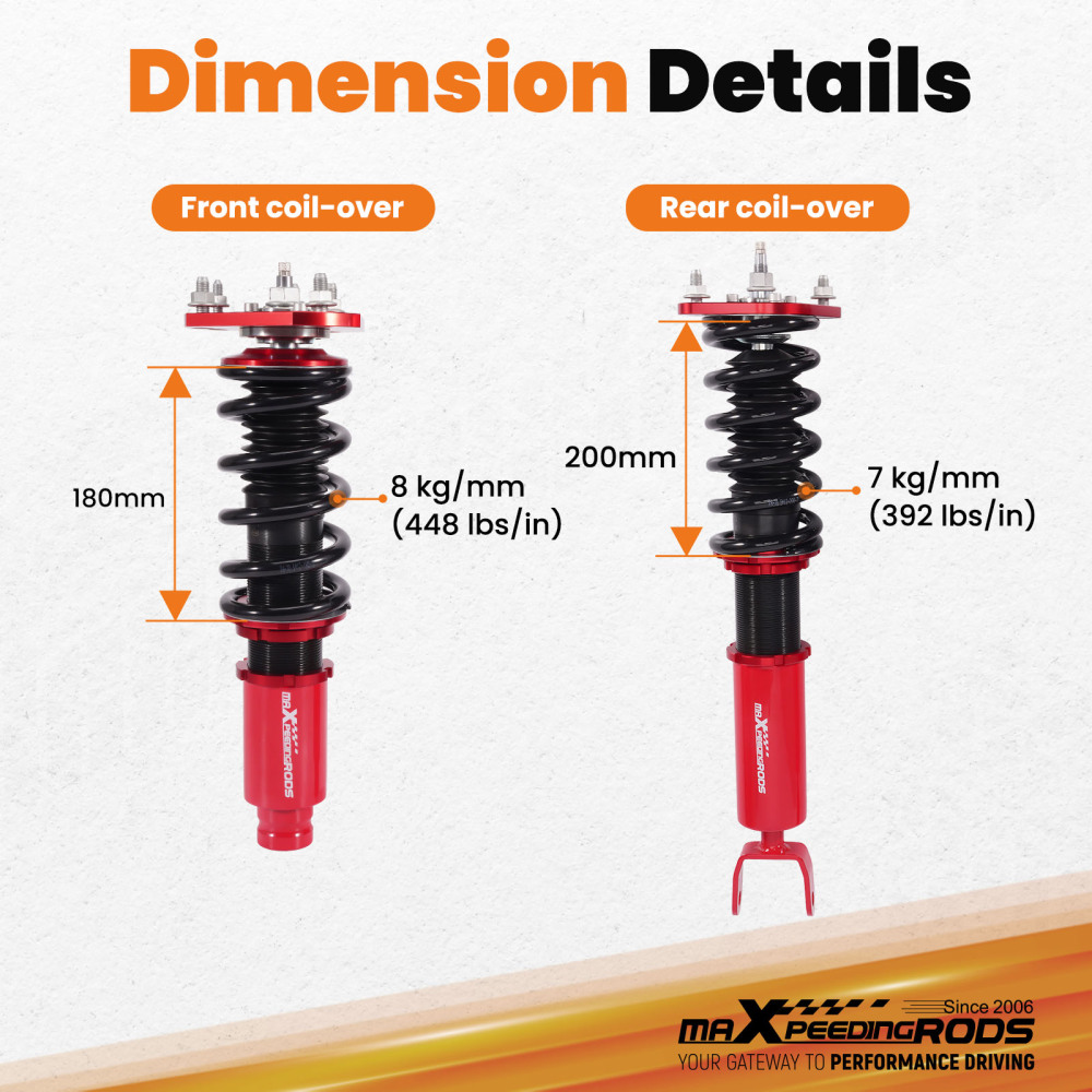 Compatible for Honda Prelude 1992-2001 24 levels of adjustable damper Coilover Coilovers Lowering Kit