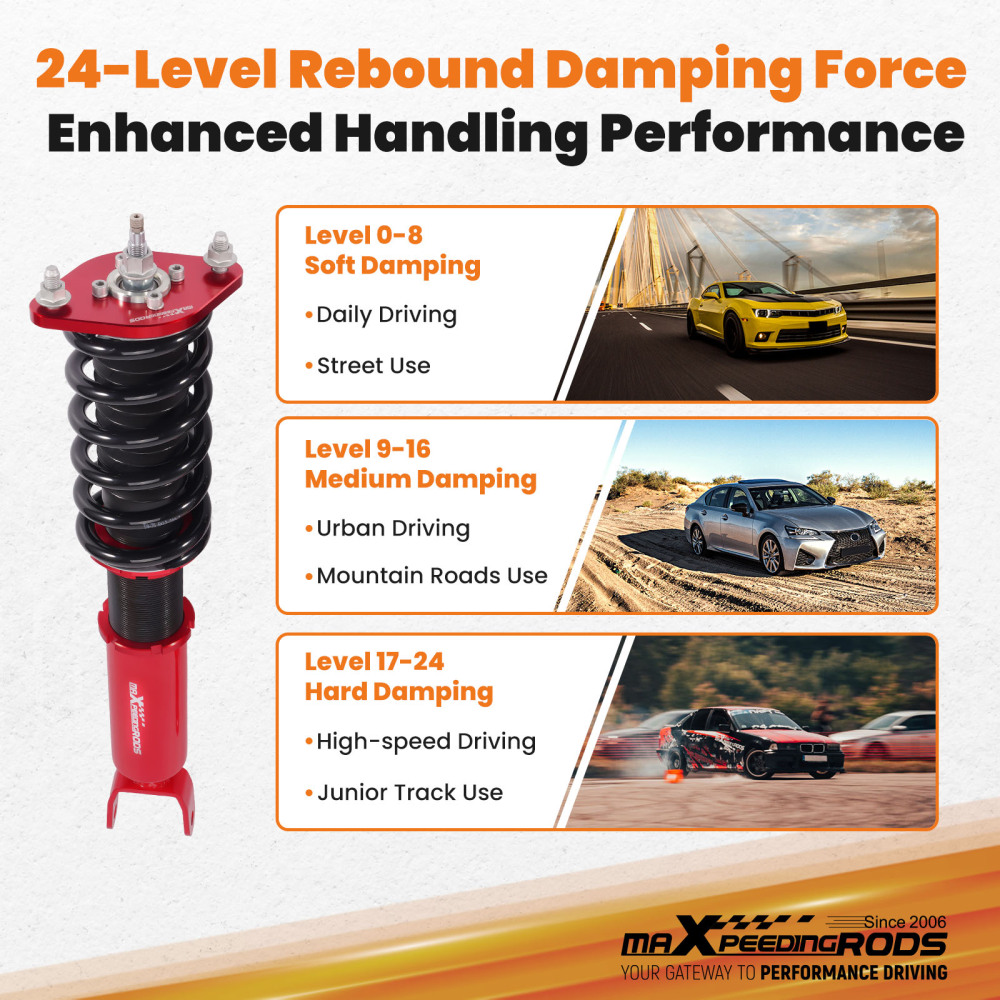 Compatible for Honda Prelude 1992-2001 24 levels of adjustable damper Coilover Coilovers Lowering Kit