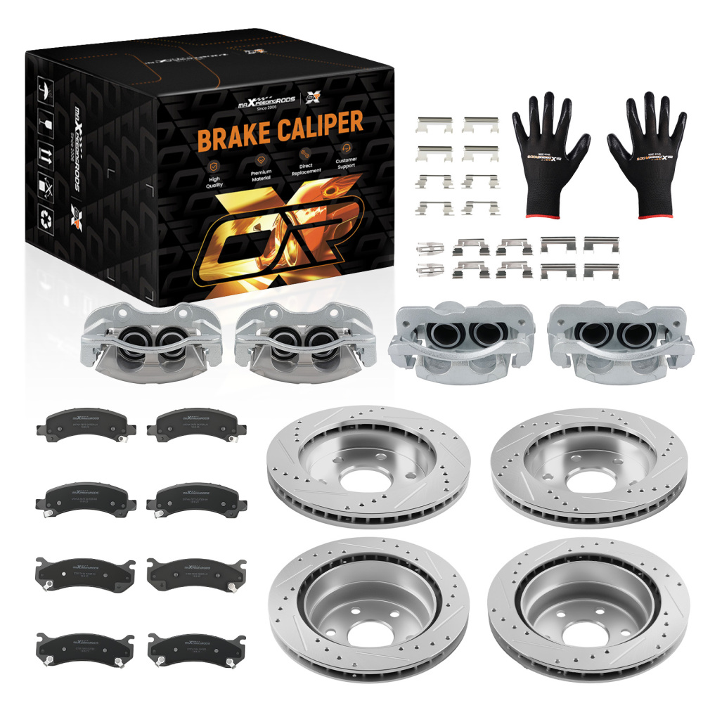 Front Rear Brake Rotors+Calipers w/Pads compatible for Cadillac	Escalade/Chevy Tahoe 2002