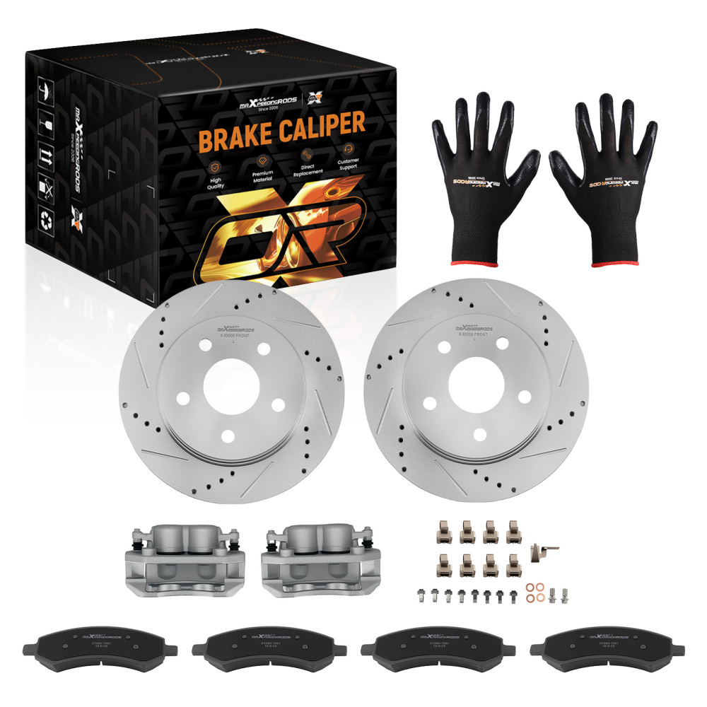 Front Brake Rotors+Calipers w/Pads compatible for Dodge Ram 1500 2009-2010/Compatible for Ram 1500 2011-18