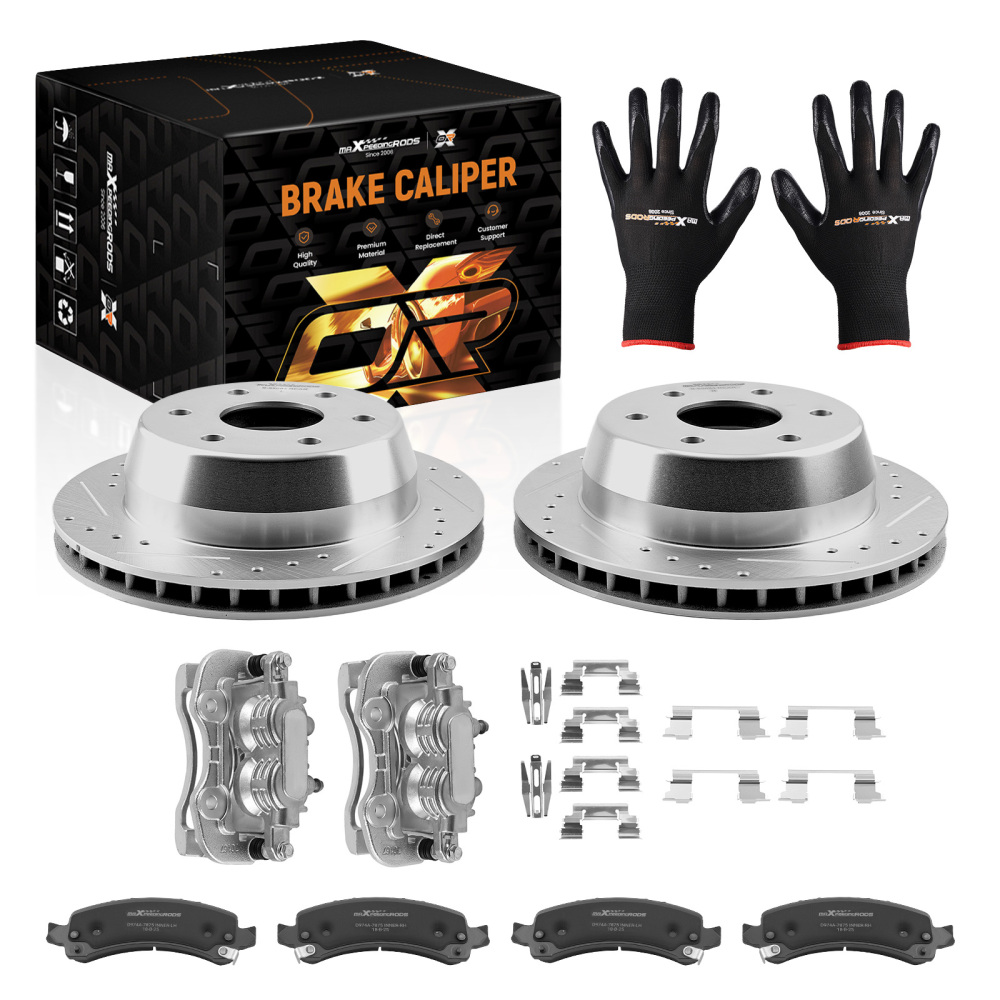 Rear Brake Rotors+Calipers w/Pads compatible for Cadillac Escalade/Chevrolet Tahoe 2002