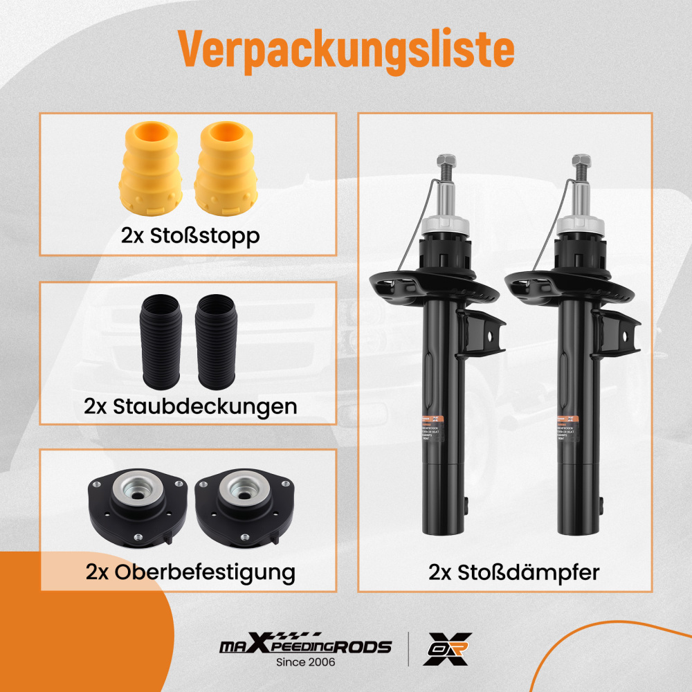 2 ammortizzatori + cuscinetto a cupola anteriore compatibile per VW Golf 5 6 PLUS V