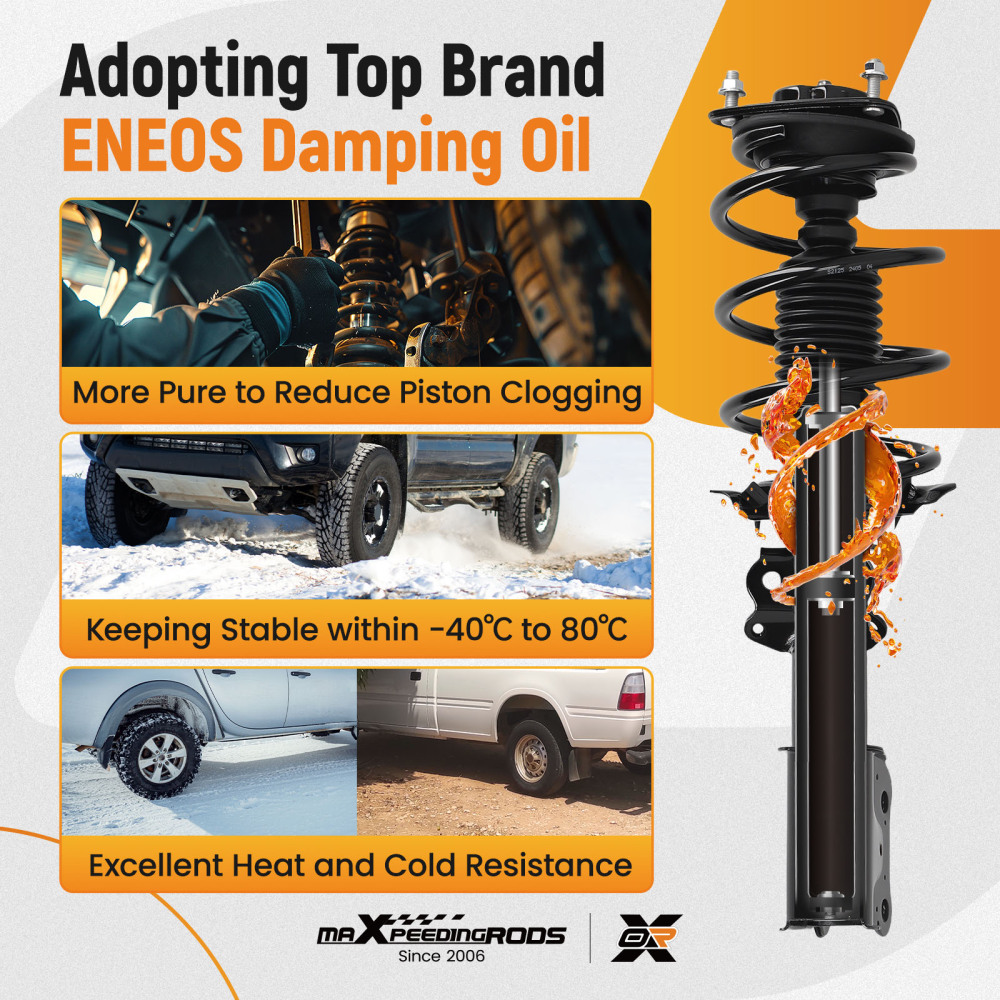 2pcs Front Strut w/ Coil Spring Assembly compatible for Ford Mustang EcoBoost 2015-2020