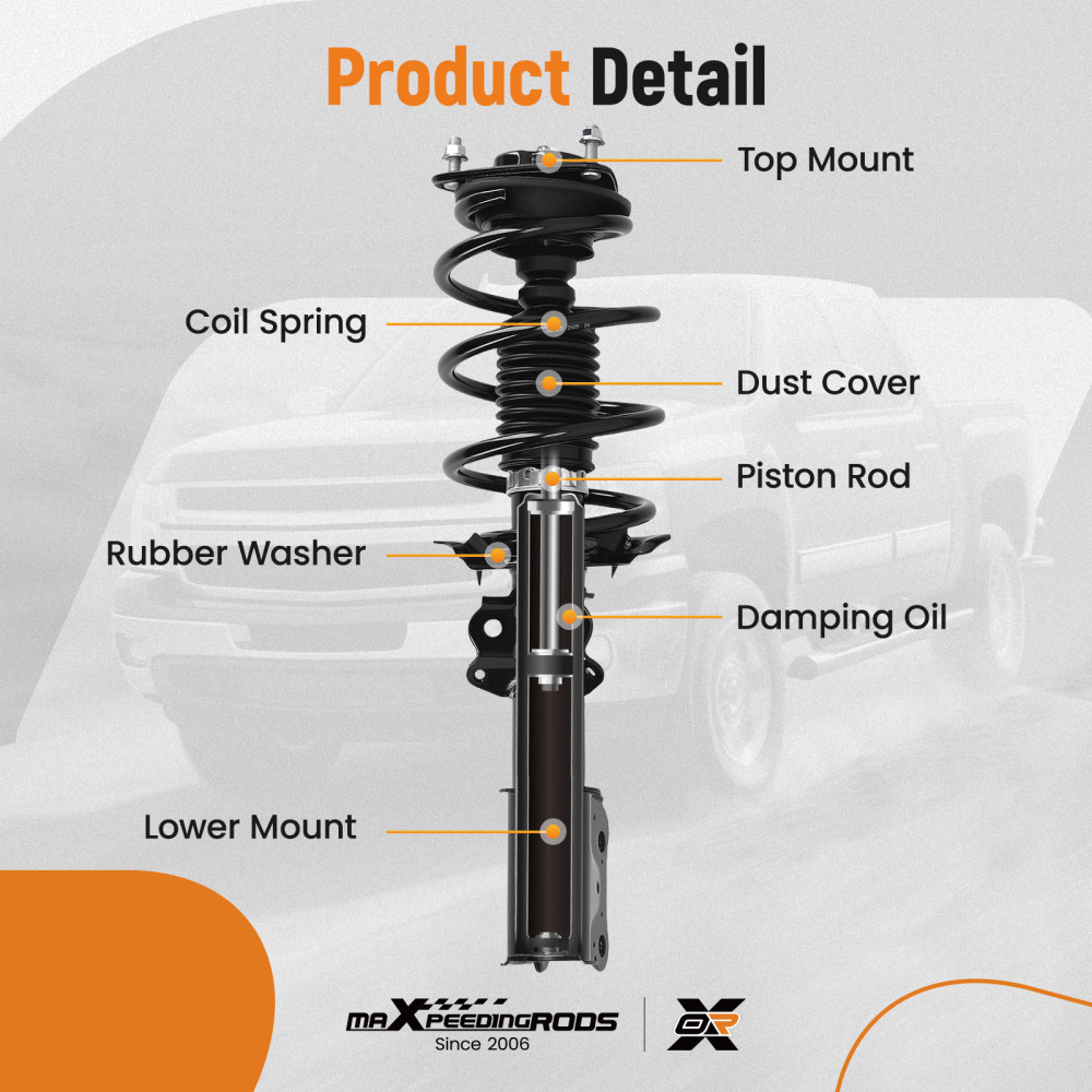 2pcs Front Strut w/ Coil Spring Assembly compatible for Ford Mustang EcoBoost 2015-2020