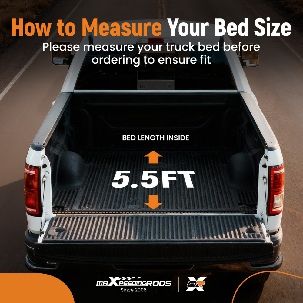 5.5 Feet Bed Cover Roll Up compatible for Ford F-150 2009-2025 SuperCrew With LED Lamp