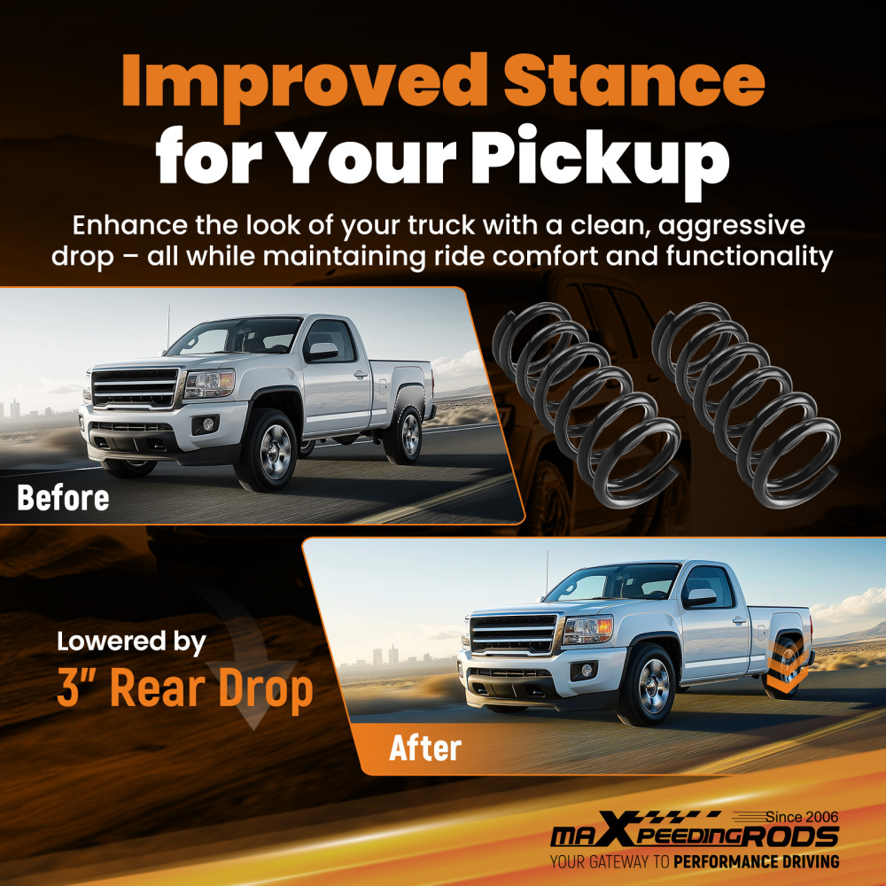 3 Drop Setup compatible for Ram 1500 2019-2024 2WD All Engines Rear Spring Kit