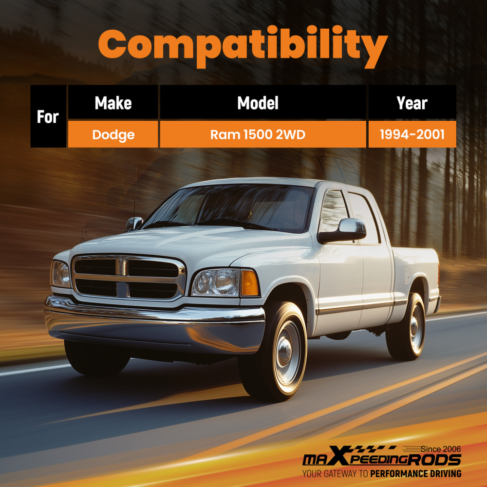 3 Front Drop Springs compatible for Dodge Ram 1500 2WD 94-2001 Lowering Kit Steel