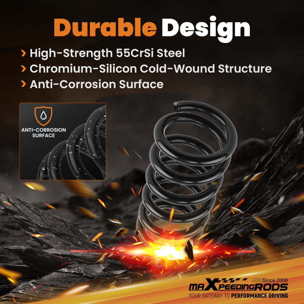 3 Front Drop Springs compatible for Dodge Ram 1500 2WD 94-2001 Lowering Kit Steel