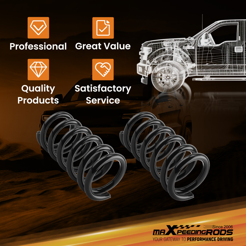 3 Front Drop Springs compatible for Dodge Ram 1500 2WD 94-2001 Lowering Kit Steel