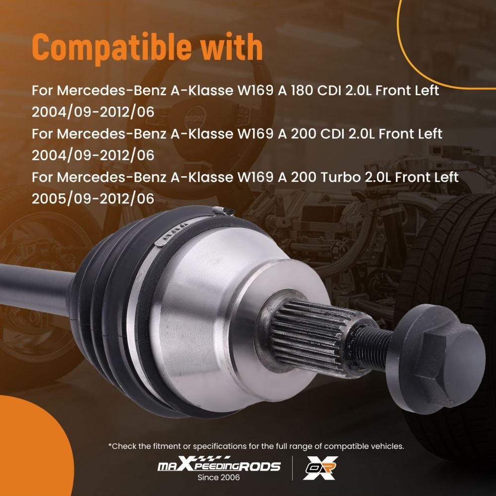 Front Left Driveshaft For Mercedes A/B W169/W245 2004-12 Black