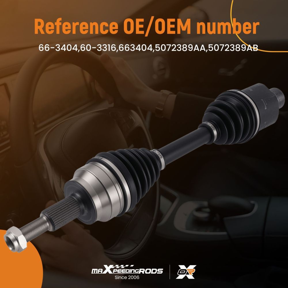 Albero CV Anteriore compatibile per Dodge Ram 1500 V6 V8 4WD 2002-11 66-3404 5072389AA Nero