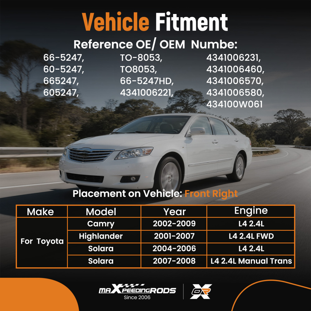 Front Right CV Axle Shaft Assembly compatible for Toyota Solara compatible for Highlander Camry w/ABS 2.4L