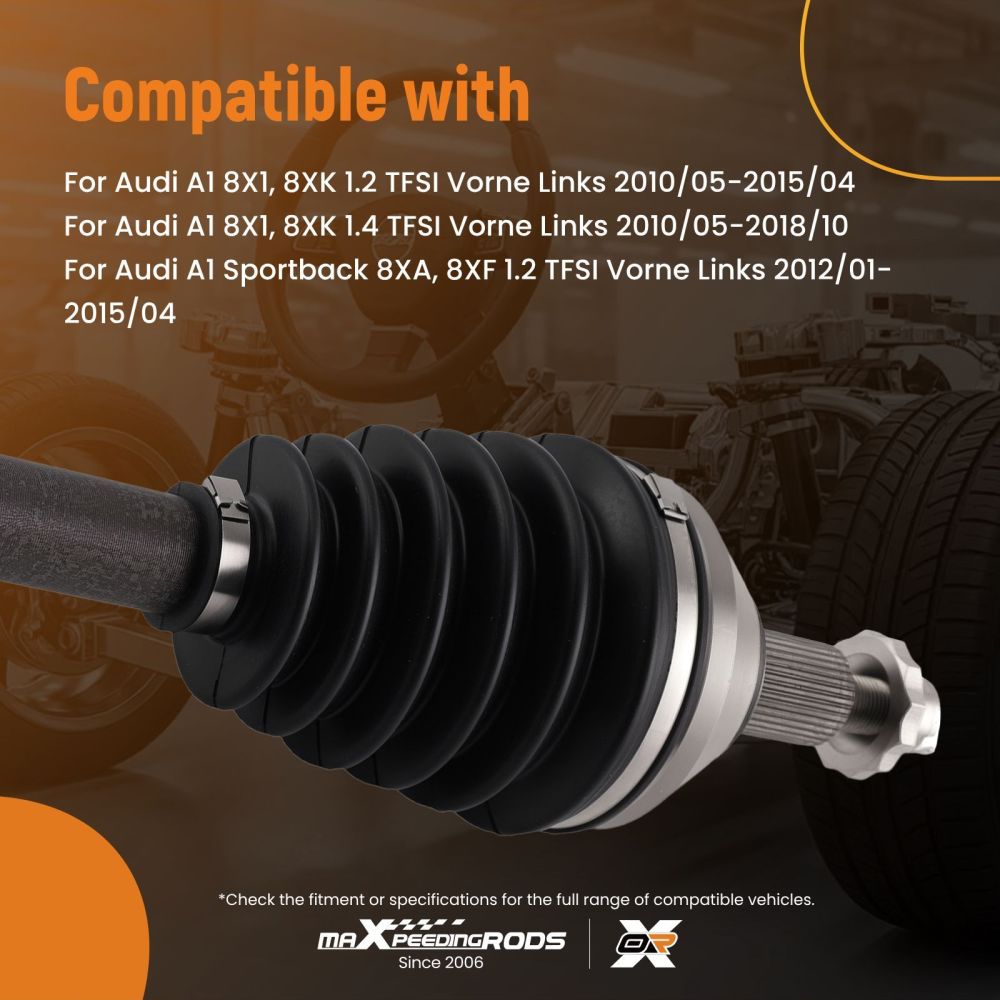 Drive Shaft Front Nearside compatible for Audi A1 1.2 TFSI 1.4 TFSI 2010-2018 - Manual