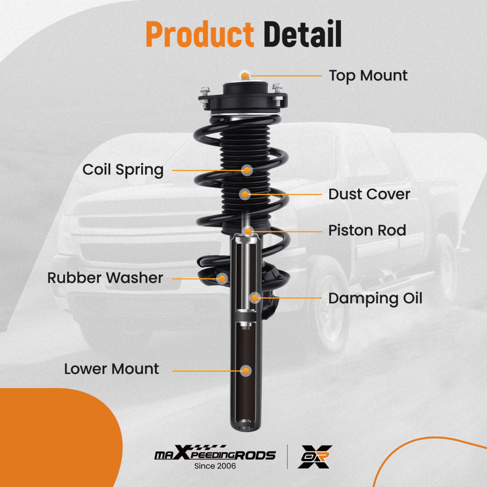 Front 2 Complete Shock Struts Assembly compatible for VW Tiguan (2WD,4WD) 2007-2018