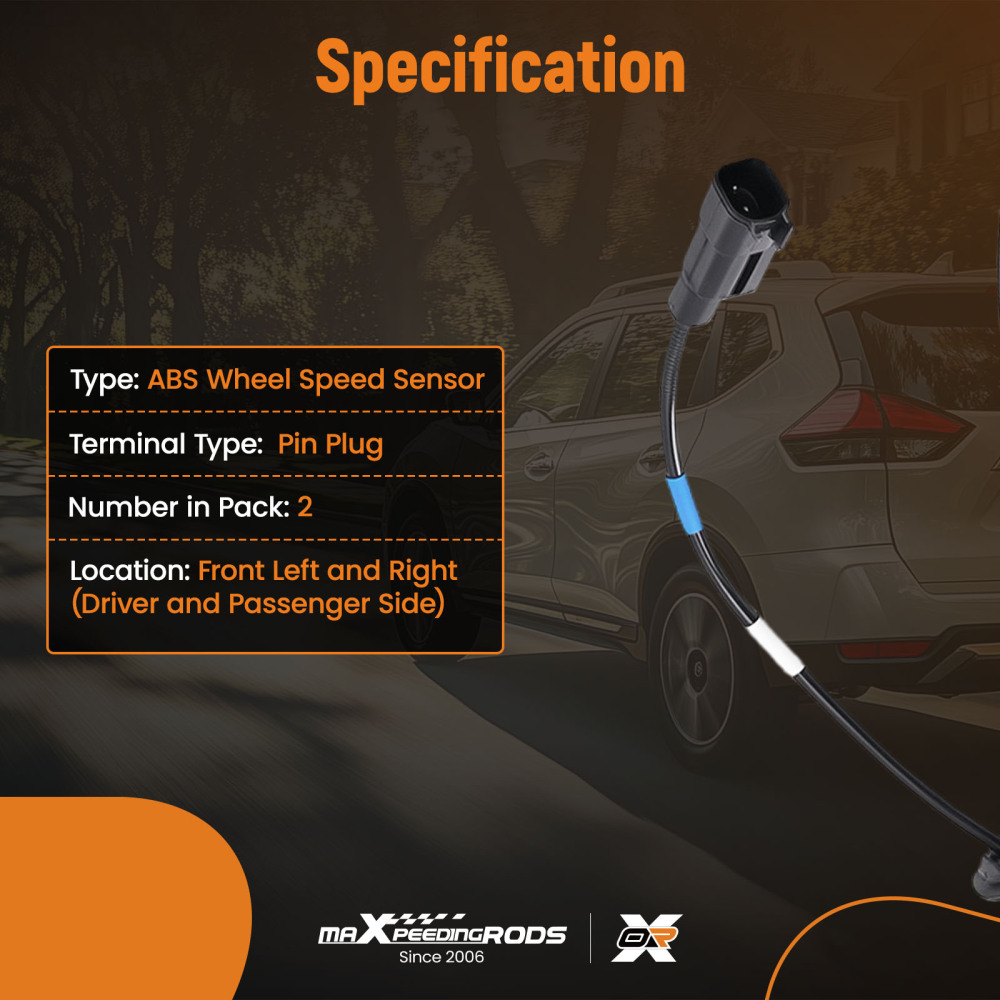 2X Front Left Right ABS Wheel Speed Sensor compatible for Mitsubishi Lancer RVR 2006-2020