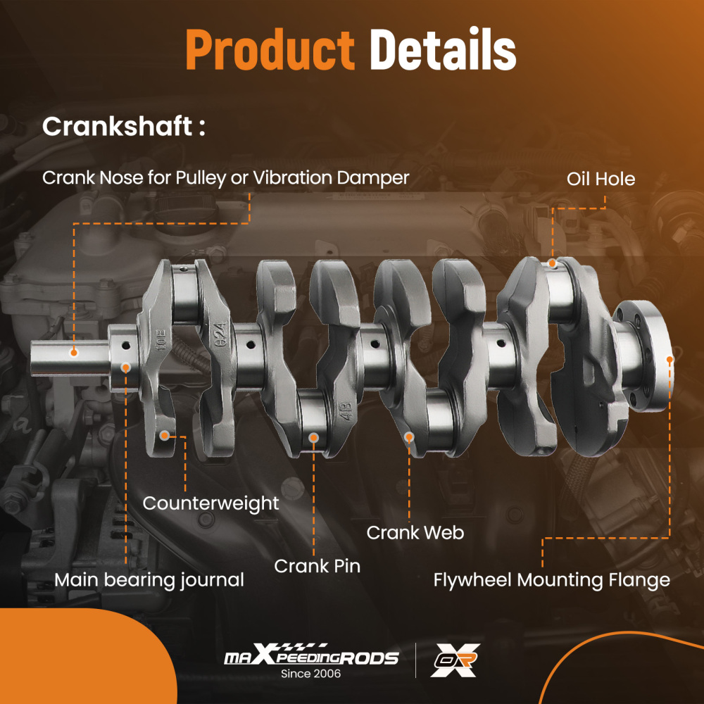 G4KE 2.4L Engine Overhaul Rebuild Kit - Crankshaft Con Rods Set compatible for Hyundai KIA