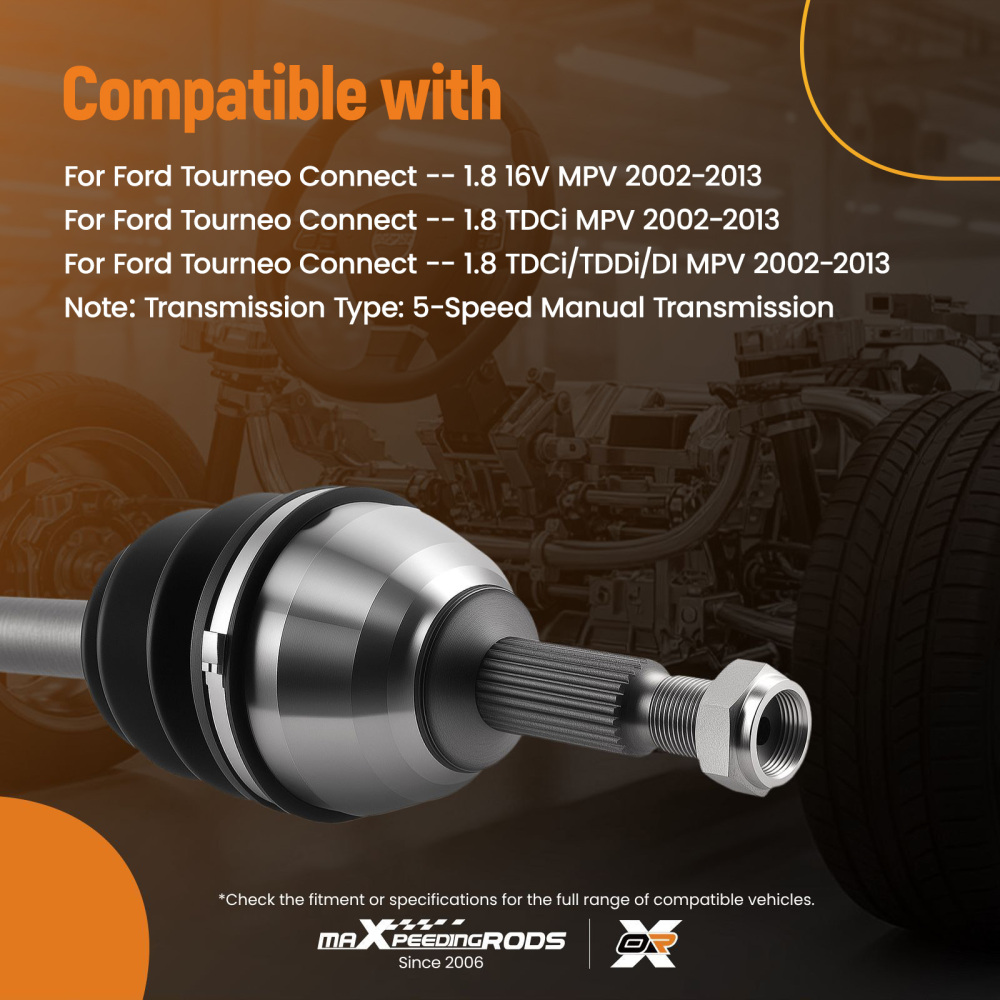 DRIVE SHAFT FRONT RIGHT OFF/SIDE compatible for FORD TRANSIT CONNECT 02-13 MANUAL 1328362