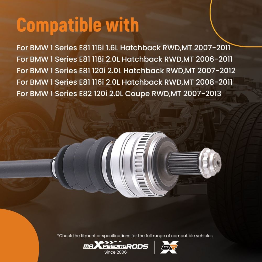 Front Left CV Axle 612mm for BMW 1 Series E81 E87 120i MT