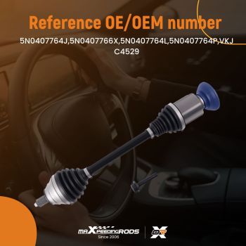 Driveshaft Front Right Offside compatible for Audi Q3 compatible for Vw Tiguan 2.0 Tdi 5n0407764l