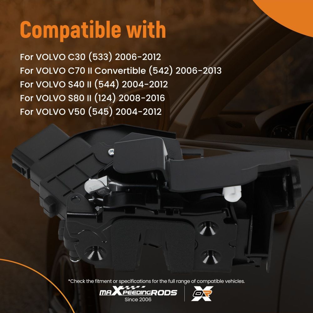 Door Lock Actuator 6-Pin compatible for VOLVO C30 C70 S40 V50 31253657 Front Left